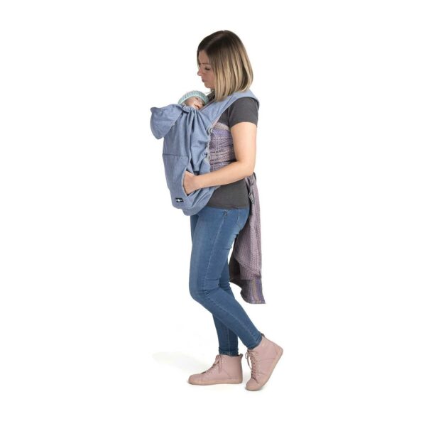 Protecție babywearing all season din softshell cu glugă dust blue melange Fun2BeMum 4