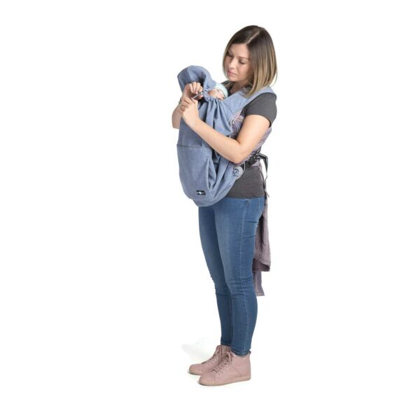 Protecție babywearing all season din softshell cu glugă dust blue melange Fun2BeMum 6