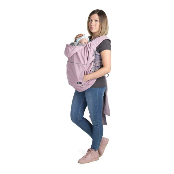Protecție babywearing all season din softshell cu glugă dust pink melange Fun2BeMum 3