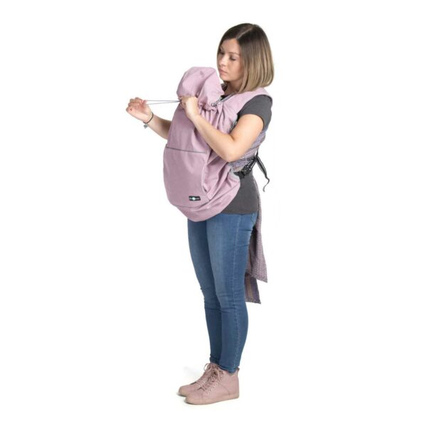 Protecție babywearing all season din softshell cu glugă dust pink melange Fun2BeMum 4