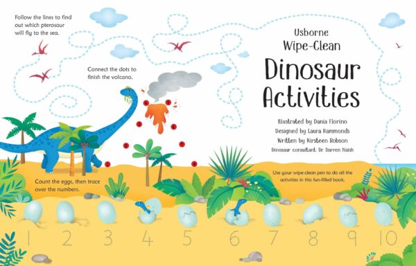 Wipe-Clean Dinosaur Activities Usborne Publishing carte refolosibilă cu activități 4