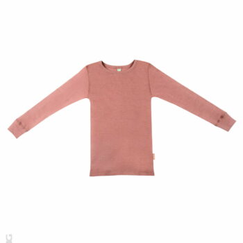 Bluză cu mânecă lungă dark pink din lână merinos organică pentru copii Dilling