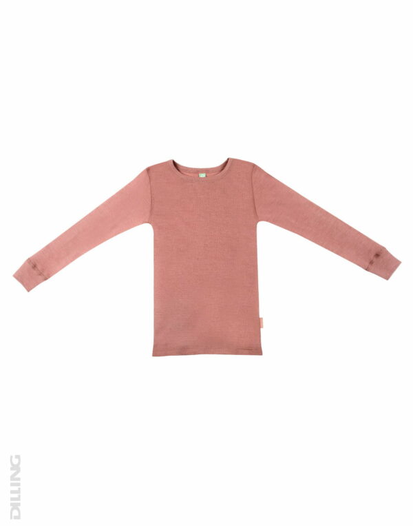 Bluză cu mânecă lungă dark pink din lână merinos organică pentru copii Dilling