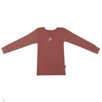 Bluză cu mânecă lungă rouge din lână merinos organică pentru copii Dilling