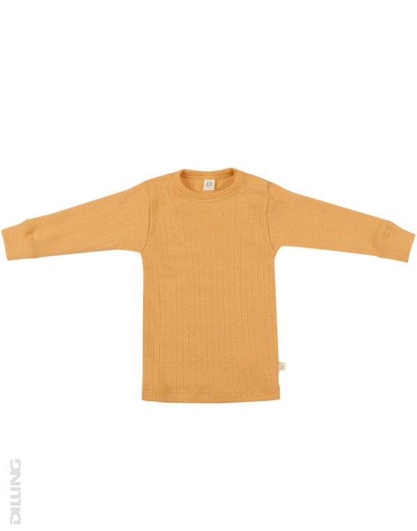 Bluză cu mânecă lungă yellow din lână merinos organică rib pentru bebeluşi Dilling