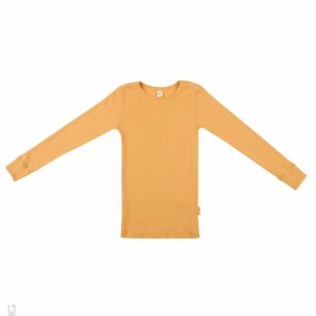 Bluză cu mânecă lungă yellow din lână merinos organică rib pentru copiii Dilling