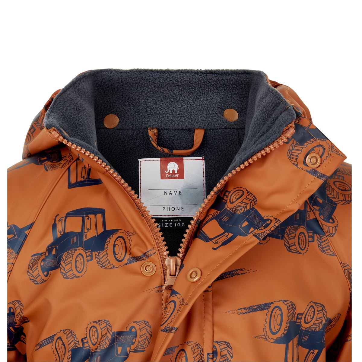 Jachetă de ploaie și vânt căptușită integral cu fleece pumpkin spice CeLaVi 3