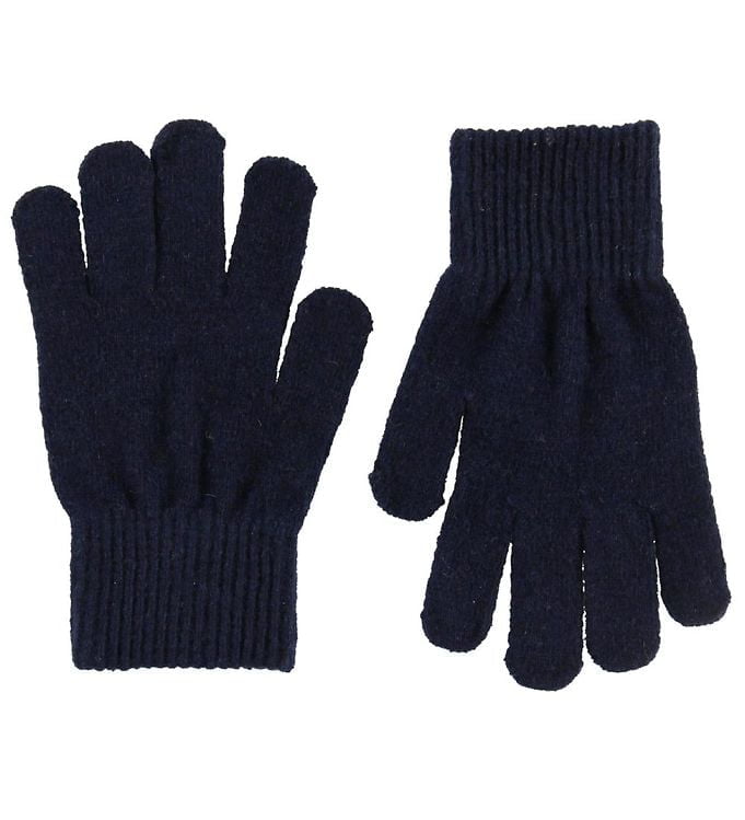 Mănuși cu degete din lână tricotată dark navy CeLaVi