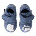 Papuci din lână organică cu talpă din cauciuc natural Little Polar Bear Nanga