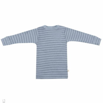 Bluză cu mânecă lungă blue stripes din lână merinos organică pentru bebeluşi Dilling