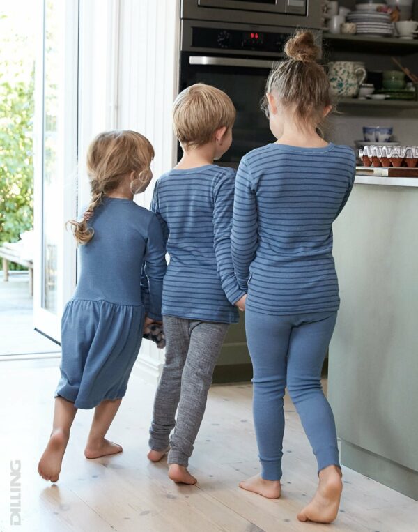 Bluză cu mânecă lungă blue stripes din lână merinos organică pentru copiii Dilling 1