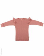 Bluză cu mânecă lungă dark pink din lână merinos organică pentru bebeluşi Dilling