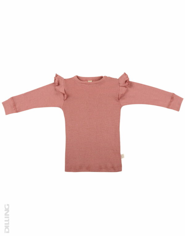 Bluză cu mânecă lungă dark pink din lână merinos organică pentru bebeluşi Dilling