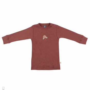 Bluză cu mânecă lungă rouge din lână merinos organică pentru bebeluşi Dilling