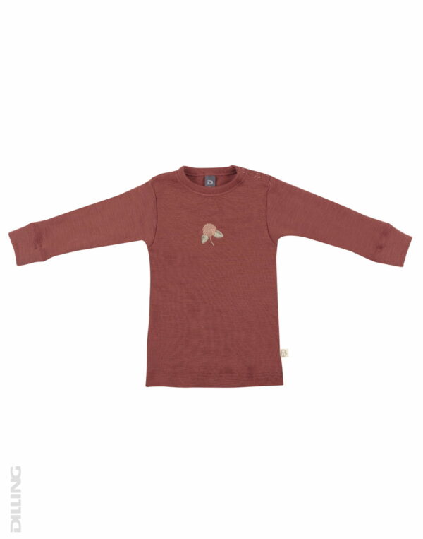 Bluză cu mânecă lungă rouge din lână merinos organică pentru bebeluşi Dilling