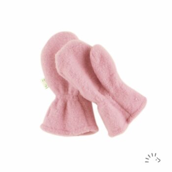Mănuși groase pentru copii din lână merinos organică fleece light pink Iobio Popolini