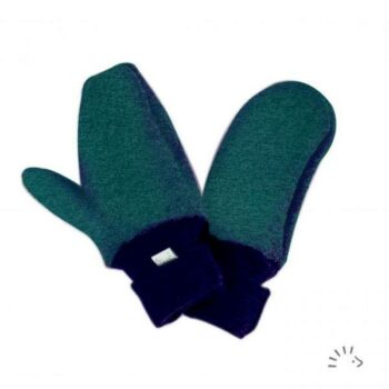 Mănuși pentru copii din lână merinos organică boiled wool emerald Iobio Popolini