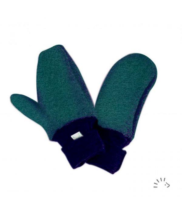 Mănuși pentru copii din lână merinos organică boiled wool emerald Iobio Popolini