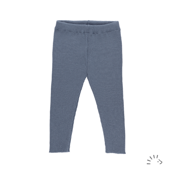 Pantaloni colanţi pentru copii din lână merinos organică tricotată gray blue Iobio Popolini