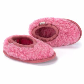 Papuci de casă lână cu talpă aniderapantă pink Ballerinas Junior Alwero