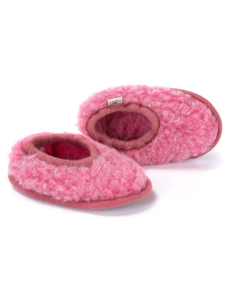 Papuci de casă lână cu talpă aniderapantă pink Ballerinas Junior Alwero