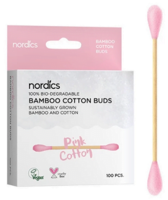 Bețișoare din bumbac și bambus roz 100 bucăți Nordics