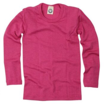 Bluză cu mânecă lungă din lână merinos şi mătase organică Pink Cosilana