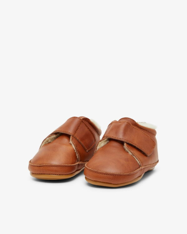 Pantofi barefoot din piele naturală căptușiți cu lână pentru primii pași Cognac Move By Melton 2