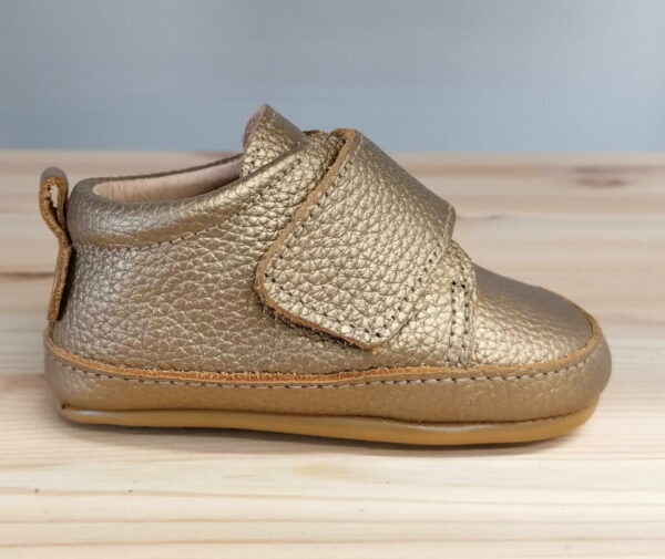 Pantofi barefoot din piele naturală pentru primii pași Antique Gold Move By Melton 2