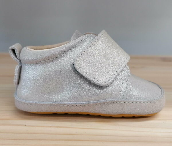 Pantofi barefoot din piele naturală pentru primii pași Silver Glitter Move By Melton 2