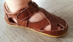 Sandale barefoot din piele naturală pentru primii pași Cognac Move By Melton