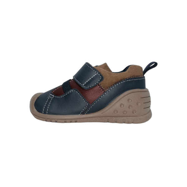 Pantofi sneakers din piele naturală pentru copii cu talpă flexibilă Videl Navy Titanitos 2