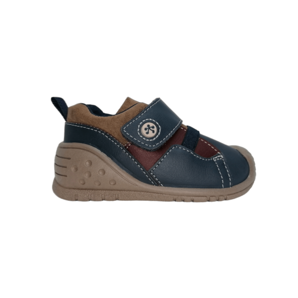 Pantofi sneakers din piele naturală pentru copii cu talpă flexibilă Videl Navy Titanitos 3