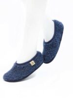 Papuci de casă lână cu talpă aniderapantă dark blue Ballerinas Alwero