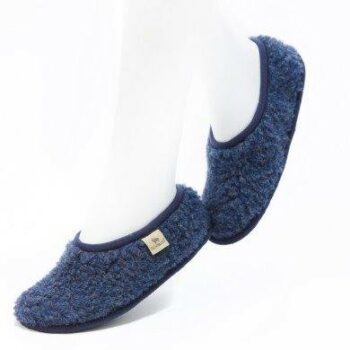 Papuci de casă lână cu talpă aniderapantă dark blue Ballerinas Alwero