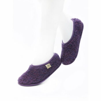 Papuci de casă lână cu talpă aniderapantă violet Ballerinas Alwero