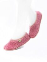 Papuci de casă lână cu talpă antiderapantă pink Ballerinas Alwero