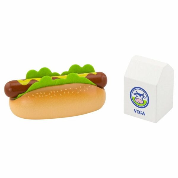 Hotdog și lapte jucărie din lemn Viga
