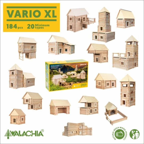 Set construcţie arhitectură Vario XL 184 piese din lemn Walachia