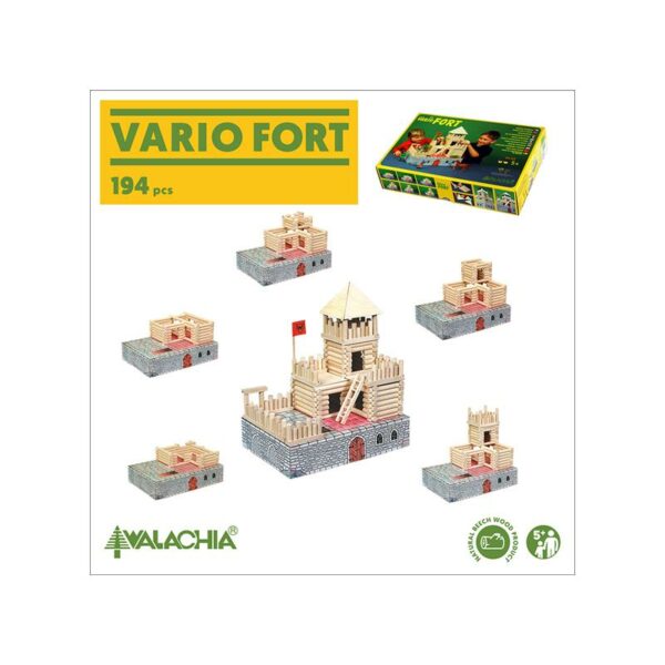 Set construcţie arhitectură Vario Fort 194 piese din lemn Walachia