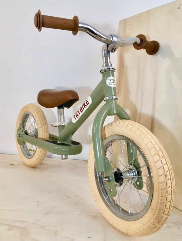 Bicicletă fără pedale vintage 2 în 1 tricicletă copii verde Trybike 4