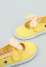 Balerini pentru copii cu velcro și fundiță amarillo Victoria 3