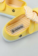 Balerini pentru copii cu velcro și fundiță amarillo Victoria 4