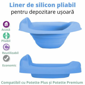 Liner reutilizabil din silicon pentru oliță portabilă albastru Potette Plus