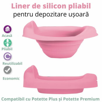 Liner reutilizabil din silicon pentru oliță portabilă roz Potette Plus