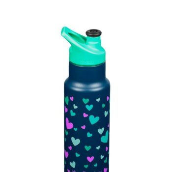 Sticlă termos recipient termoizolant cu capac sport Kid Classic Navy Hearts Matte 355 ml Klean Kanteen