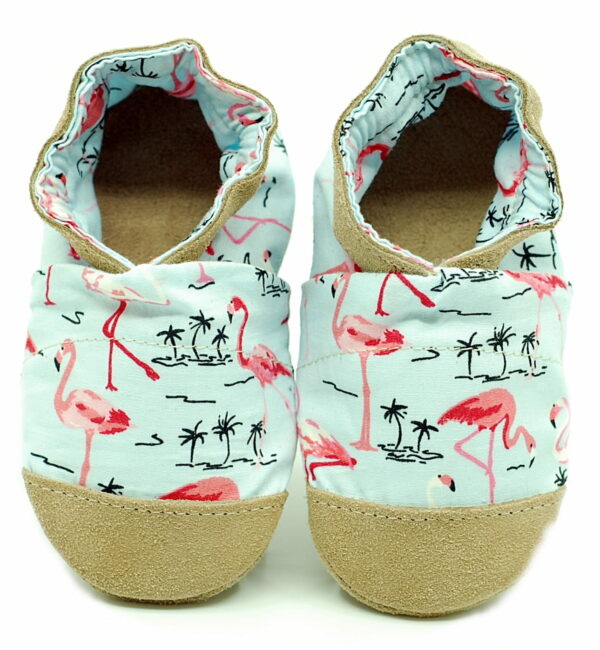 Pantofi din bumbac cu talpă moale Fiorino EkoTuptusie V2 - Cute Flamingo
