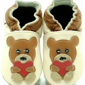 Pantofi din piele cu talpa moale Fiorino EkoTuptusie V2 Faster - Lovely Teddy Bear
