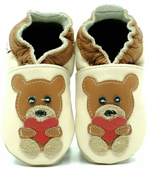 Pantofi din piele cu talpa moale Fiorino EkoTuptusie V2 Faster - Lovely Teddy Bear