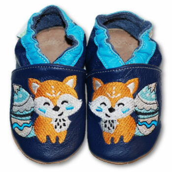 Pantofi din piele cu talpă moale și broderie Fiorino EkoTuptusie V2 - Cute Foxy